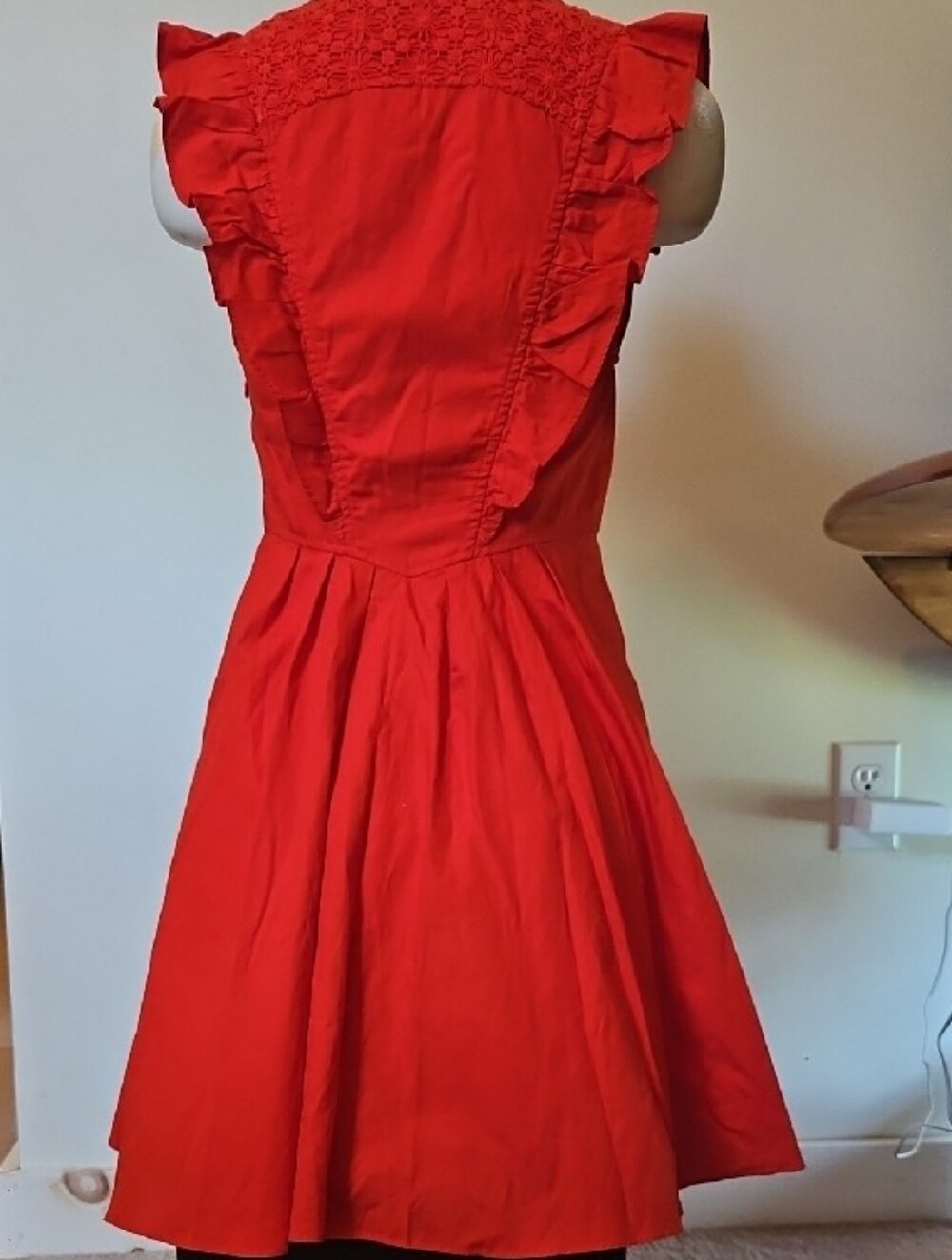 Free PEOPLE Red/orange Ruffled Crochet Bodice Dress - Picture 6 of 9